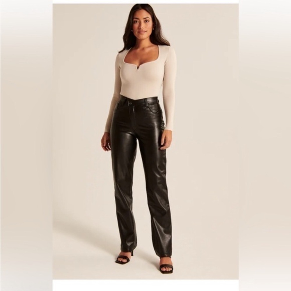 NWT Abercrombie & Fitch Pants in Vegan Leather with Criss Cross Waistband